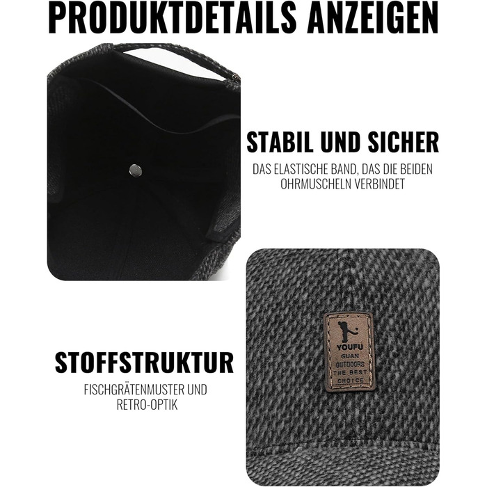 Кепка CLAPE з вушками Full Cap для чоловіків, Outdoor, спортивна кепка, стиль Old School, Dad Hat, в'язана кепка, зима/осінь/весна, універсальний розмір