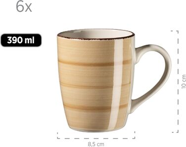 MÄSER Bel Tempo II Набір посуду для сніданку на 6 осіб, вінтаж, ручне розмальовування, 18 предметів, кераміка, бежевий