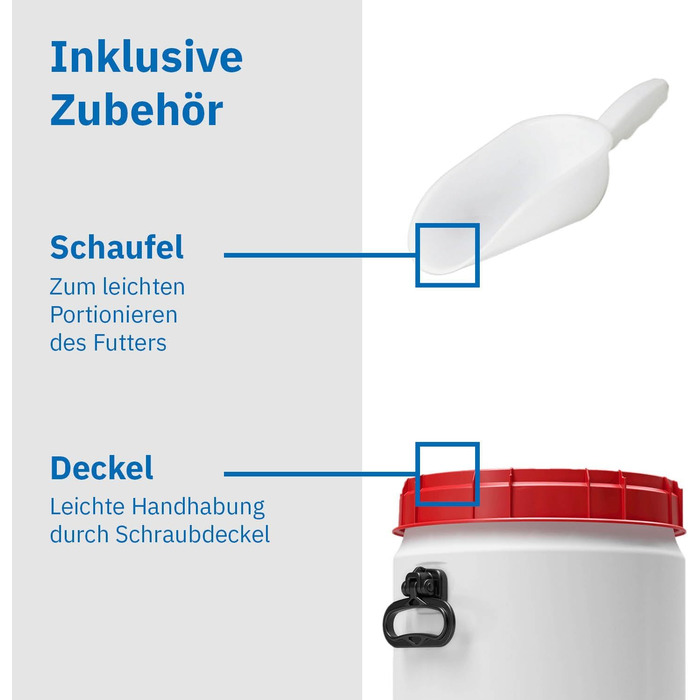 Контейнер для корму для тварин Box Fabrik з кришкою та лопаткою | 15 літрів, HDPE, преміум-якість