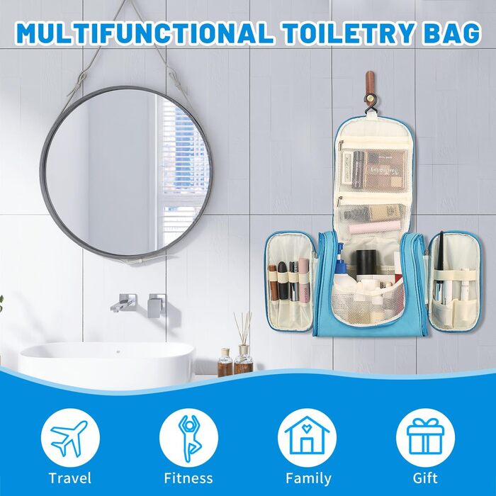 Чоловіча косметичка-органайзер для подорожей з гачком, зелена/блакитна