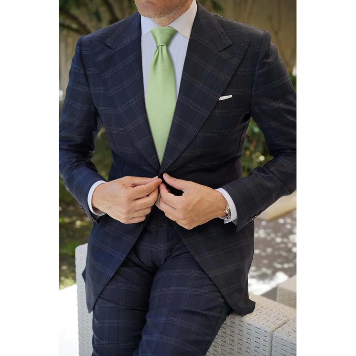 Краватка та нагрудна хустинка Enlision Solide - комплект для весілля, однотонні кольори (Salbeigrün)