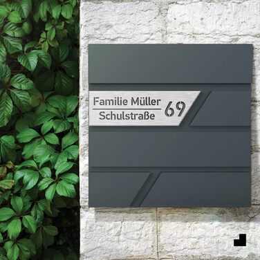 Поштовий ящик для газет Anthrazit Julia Standard: персоналізований з табличкою для імені, настінний, порошкове покриття RAL 7016, 37x37 см
