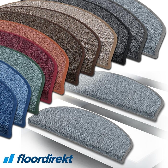 Килимок на сходинки Floordirekt 15 шт. (65x23 см, напівкруглий, зелений) для внутрішніх сходів, самоклеючий, захист сходів