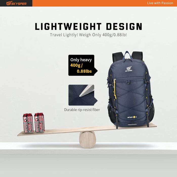 SKYSPER ISHELL 30 Foldable Backpack 30L Ultra-light Daypack Packable Daypack Waterproof Hiking Backpack Travel Backpack for Camping Outdoor Hiking Travel (Ishell30-navy blue)