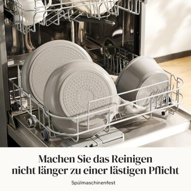 Набір посуду Redchef: 11-ти частинний набір каструль та сковорідок з керамічним покриттям, індукційний, PTFE-free, PFAS-free, для всіх типів плит, стійкий до миття в посудомийній машині (сірий)