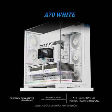 Ігровий корпус Thermalright TR A70 WHITE ATX з LCD-дисплеєм 9.16'', панорамною підсвіткою та підтримкою 8 вентиляторів