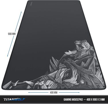 Кисмат TITANWOLF XXL Speed - великий килимок для миші 900x400 мм з антиковзаючим покриттям та мотивом TITANWOLF