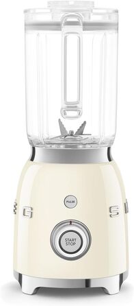 SMEG, BLF03CREU, 1.5 L Stand Mixer, 4 Speed Settings, 4 Automatic Programs, Detachable Double Blade, Transparent Lid Opening with Measuring Cap, Non-Slip Base, 800W, Cream