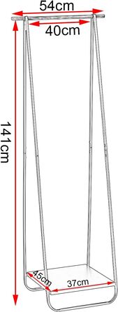 WOLTU Clothes Rack Black for Bedroom Wardrobe Clothes Rail Narrow Metal Clothes Rod with Metal Shelves approx. 54x45x141cm (WxDxH)