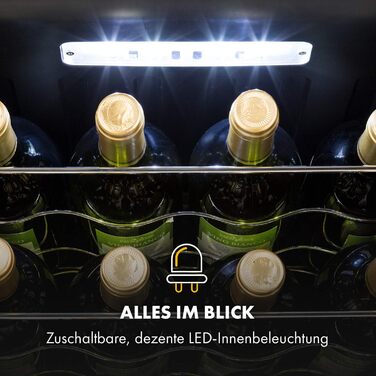 Klarstein Wine Cooler Fridge - 16 Bottle, 42L Compact Wine Refrigerator with Glass Door - Indoor/Outdoor Use - 5-18°C Temperature Range - Black