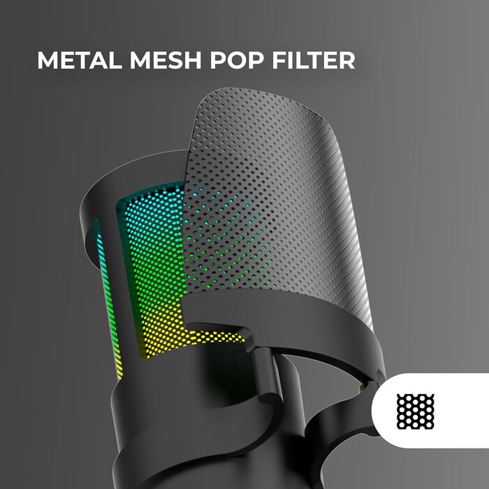 Мікрофон Mars Gaming MMIC-XT: Професійний студійний мікрофон з кульковим кріпленням, поп-фільтром та металевою сіткою (Чорний)