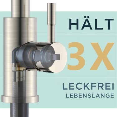 Змішувач кухонний FORIOUS з висувною лійкою та душем, 360° обертання, 2 режими, нержавіюча сталь