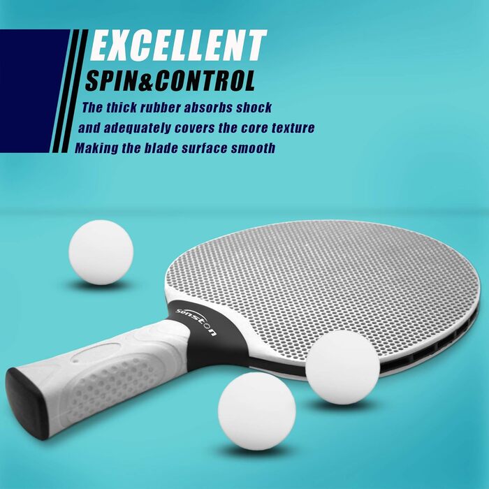 Senston Table Tennis Set - Professional Paddles for 4 Players - Rubber Compound Paddles for Indoor/Outdoor Play (Gray Net)
