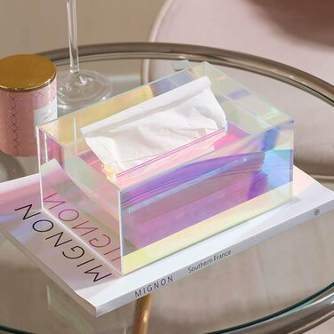 Tissue Box, Tissue Box, Rectangular Acrylic Colorful Tissue Box Holder Serviette Box with Large Opening, Sinkable Cover Tissue Box Tissue Box for Toilet Lid