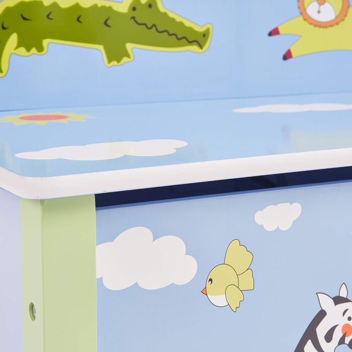 Велика дерев'яна ігрова скриня Liberty House Toys Safari з кришкою, синя, 49.5x68x39 см