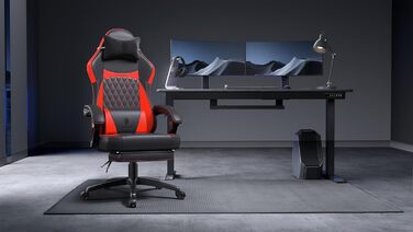 Ігрове крісло Dowinx Racing з ергономічною підтримкою попереку, чорно-червоне, PU шкіра, 150 кг