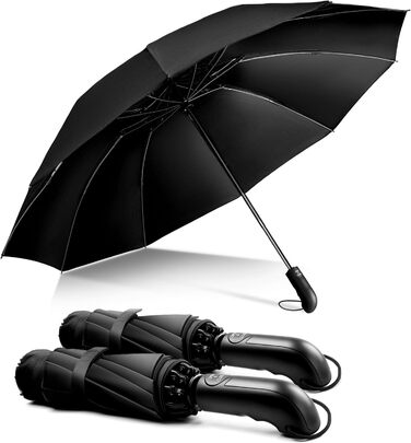 Чоловічий парасолька від дощу Conlun Kompakter, штормостійка, автоматична, чорна (2 шт., 117 см)