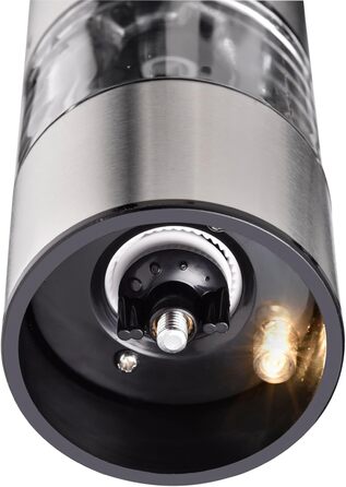 Silit Electric Grinder Set, 2-piece, 23 cm, Electric Salt and Pepper Grinder, Unfilled, Spice Grinders, Grinder for Salt, Pepper, Chili Peppers, Ceramic Grinder, Stainless Steel, Acrylic Glass