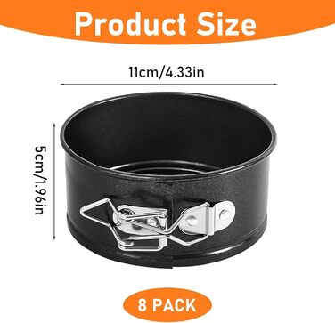 Набір форм для випічки 8 шт. 14 см, круглі міні-форми, антипригарні, знімний дно, для пирогів, кексів, піци, кішів