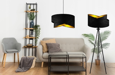 Підлоговий торшер Glimex з абажуром, патрон E27, 60 Вт, чорний з жовтим