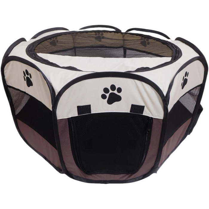 Переносне огорожа для тварин, вольєр для собак та котів, кроликів, тренувальний намет для домашніх тварин, для дому та вулиці (Розен), коричневий