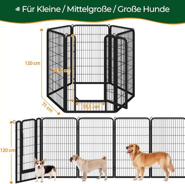 Вольєр для цуценят Yaheetech 16-частинний, 120 см, з автоматичним замиканням, для квартири та саду, чорний