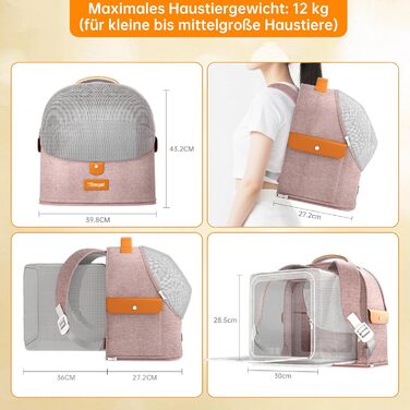 Розширюваний рюкзак для кота - рюкзак-переноска для тварин з дихаючим 4D-сіткою, для собак та котів до 12 кг (Рожевий)