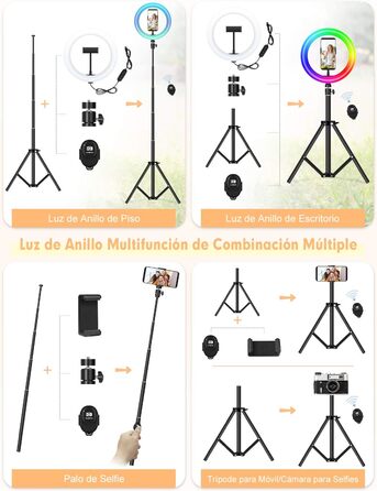 Кільцеве світло YISSVIC 25.4 см (10 дюймів) зі штативом та пультом, 168 LED, 3 режими світла та 26 RGB, для фото та відео, TikTok, YouTube, селфі