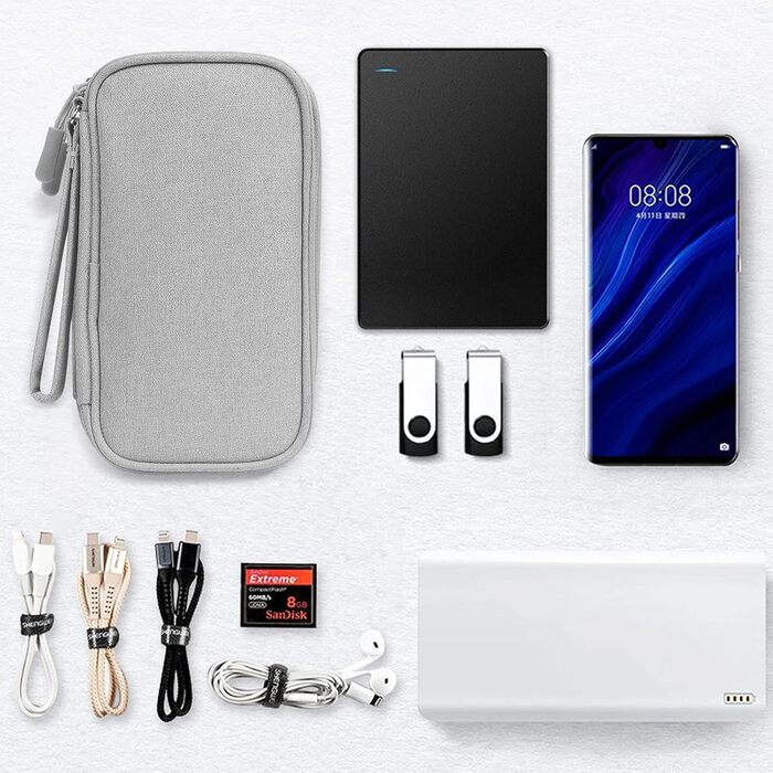 Органайзер для кабелів Skycase: сумка-чохол для аксесуарів, USB, Powerbank, SD-картки, сірий
