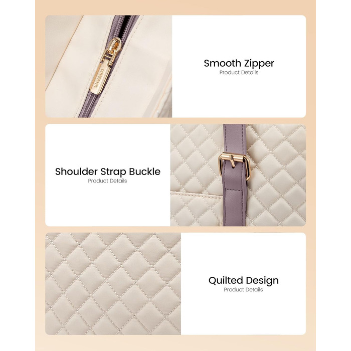 Сумка для ноутбука LOVEVOOK 15.6 дюймів, жіноча, універсальна, водонепроникна, для офісу, навчання, світло-бежева/рожева