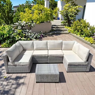 Комплект садових меблів із техноротанга GARDENOVE, сірий, 7 предметів