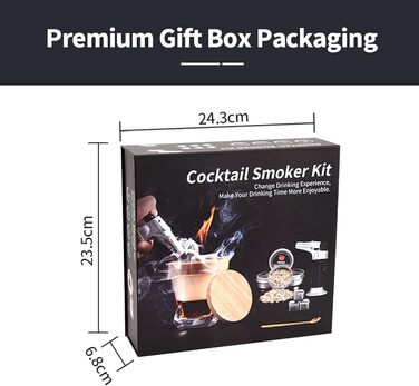 Набір для копчення коктейлів та віскі: 4 дерев'яні чіпси, ретро-дизайн, для віскі, коктейлів та вина, подарунок для батька, чоловіка та любителів коктейлів