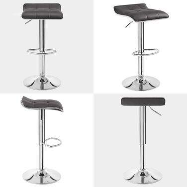 WOLTU Adjustable Bar Stools 2-Pack - Metal Frame, 360° Swivel, Footrest, Faux Leather - Perfect for Bar, Kitchen, Counter, Cafe