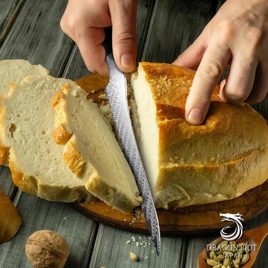 DRAGON RIOT - Професійний кухонний ніж для шеф-кухаря з ручкою з епоксидної смоли, професійний ніж з піхвою (хлібний ніж)