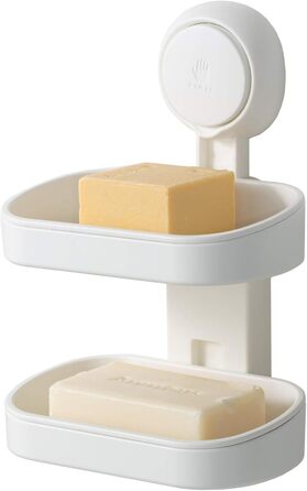 Тримач для мила LEVERLOC з піддоном, 3 кг, настінний, без свердління, з присосками, для ванної кімнати та кухні, білий, 2 рівні