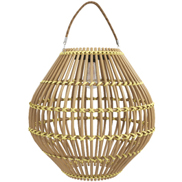 Outsunny Solar Lamp Rattan Garden Light Waterproof with Light Sensor Drum Design Yellow for Outdoor