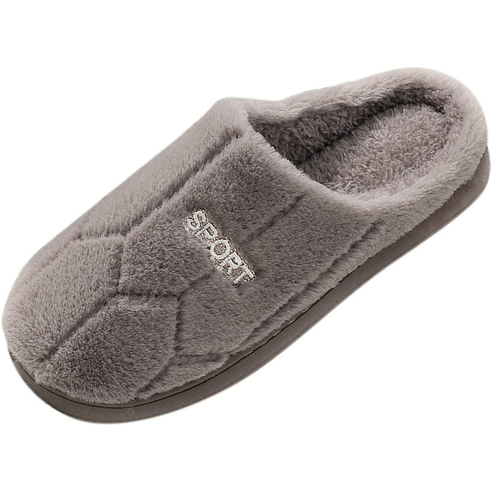 Тапочки жіночі зимові з плюшу, чоловічі теплих шерсті, зручні домашні тапочки, унісекс, колір коричневий, розмір 45 EU (#11)