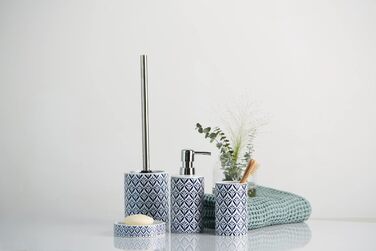 Дозатор для мила WENKO Lorca з кераміки, 0.36 л, блакитний, 18 x 7 x 8.5 см