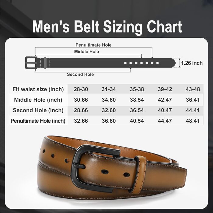 Чоловічий шкіряний ремінь VONMELLI без металу, TSA-сертифікований, для джинсів, з гіпоалергенною застібкою, розмір пояса 48-52