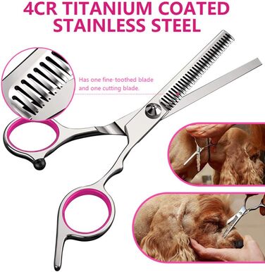 Професійна ножиця для грумінгу собак та котів, 6.5 дюймів, рожева