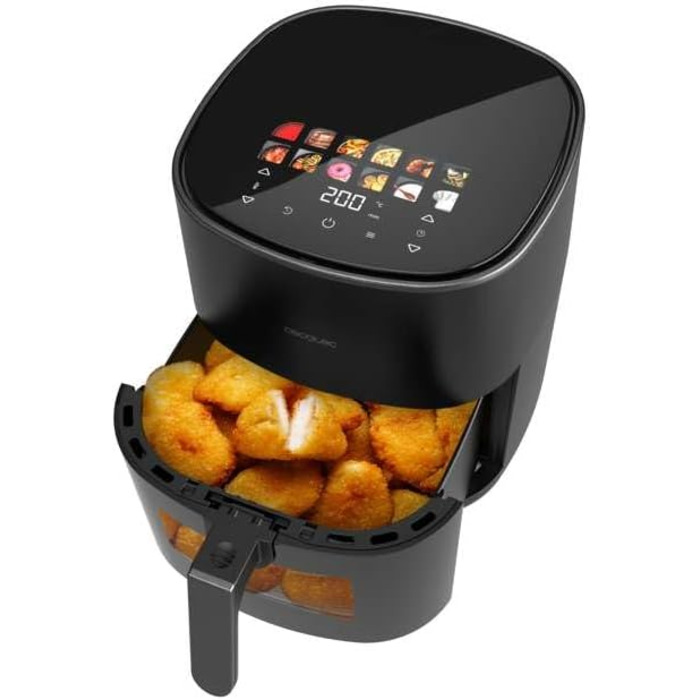Cecotec Oil-Free Hot Air Fryer 6.5L Grill Plate - Grill - Double Heating Elements - Air Fryer Cecofry&Grill Duoheat 6500. 2200W, Dietetic and Digital, Window, Temperature Control 40-200°C, 12 Menus