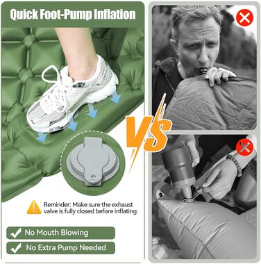 Isomatte самонадувна туристична, килимок для кемпінгу з помпою та подушкою, з'єднувана, водонепроникна, для відпочинку на природі