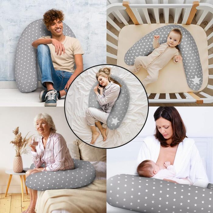 Подушка для годування Amilian 170 см - для сну на боці, вагітних та годування - XXL подушка для мами, дитини та дорослих