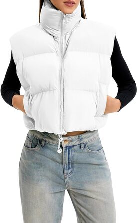 Стежка Daen з коміром-стійкою, застібка на блискавку, коротка жилетка, утеплена, білий, XXL