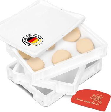 Pizza ball box proofing box for pizza dough sourdough yeast dough food-safe 30x40x8 cm (1 box with 1 lid) white (3 boxes with 1 lid)