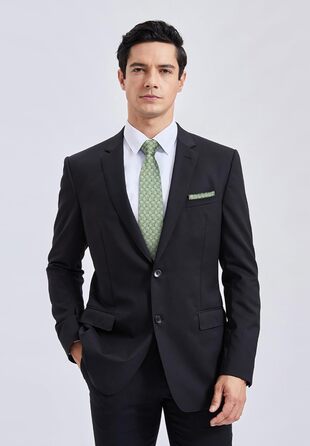 HISDERN Комплект краватки та нагрудного хустинки для чоловіків: зелено-жовтий принт, класичний стиль, для весілля та ділових зустрічей