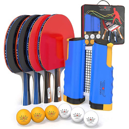 Professional Ping Pong Set with Paddles, Balls, Net & Case - Table Tennis Equipment