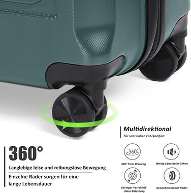 Валіза ручної поклажі TANTOMI 20 дюймів, жорсткий корпус ABS+PC, телескопічна ручка, колір світло-темнозелений (Set M/L/XL)