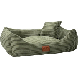 Лежанка для собак Leo4dog: зручна та миюча, розмір M 80x60, оливковий колір