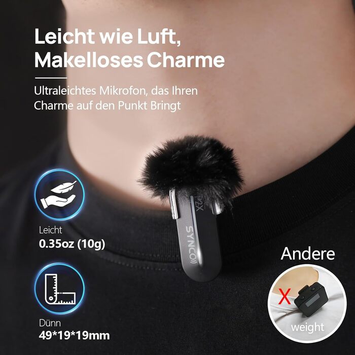 Бездротовий петличний мікрофон SYNCO P2ST для iPhone 15/16/17 та Android (USB-C, HiFi, 2 мікрофони)